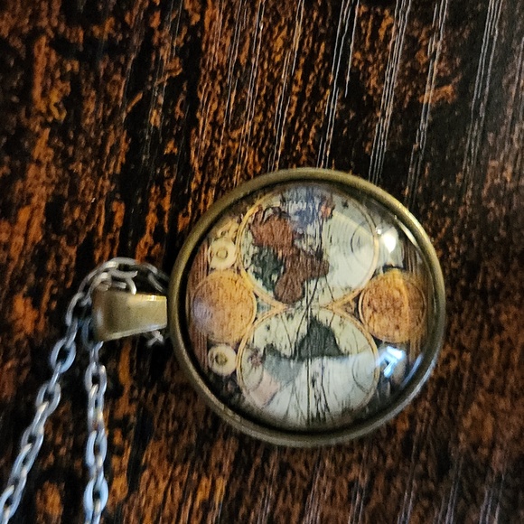 HANDMADE World Globe Necklace with 28" chain - Picture 2 of 3